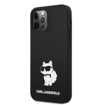 Aizmugurējais vāciņš Karl Lagerfeld - iPhone 12/12 Pro Liquid Silicone Choupette NFT Case Black